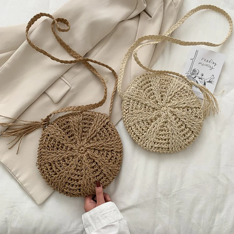 Летние мини-сумки для женщин Пляжная соломенная сумка из ротанга |