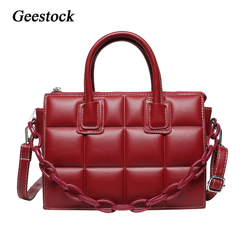 

Geestock Women Elegant Plaid Tote Bag Fashion Retro Chain Female Handbag Designer Messenger Luxury Top-Handle Bag