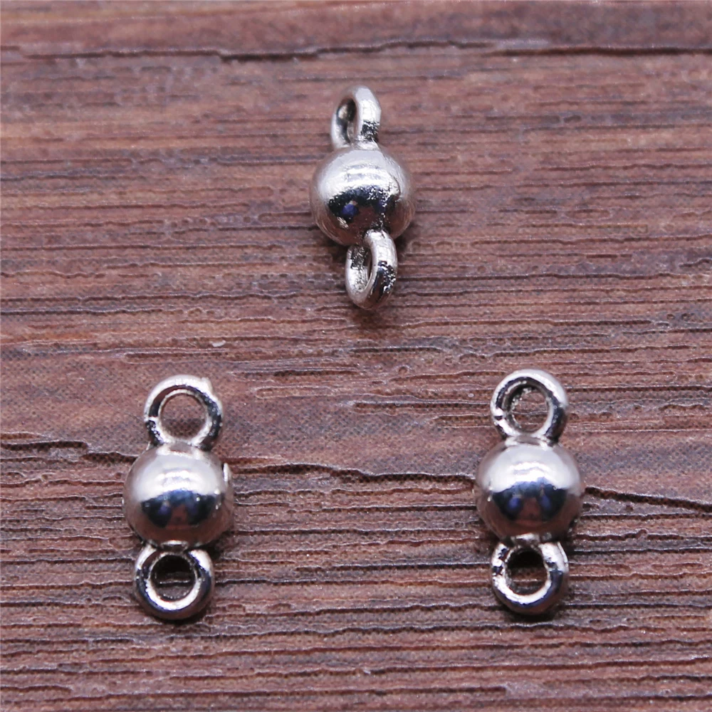 

WYSIWYG 40pcs Small Ball Pendant Connector Charms Diy Alloy Jewelry Findings Antique Silver Color 4x8mm