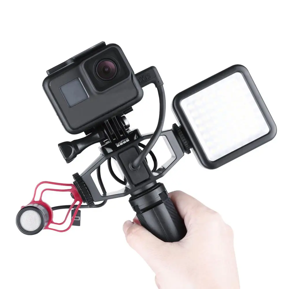 Микрофонный адаптер для GoPro Vlogging Setup Bracket w 2 крепление микрофона Штатив Адаптер Hero