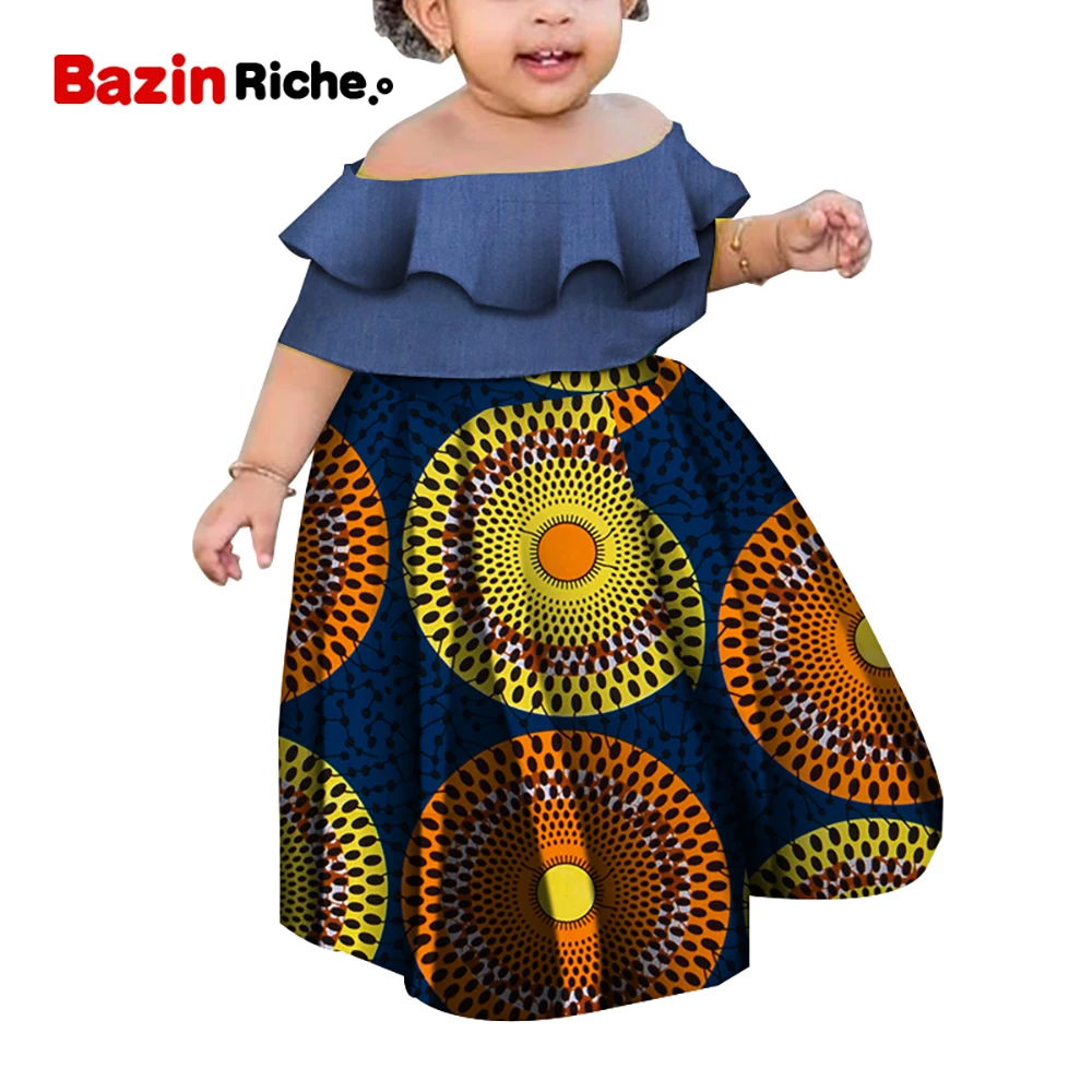 Летняя африканская одежда для девочек Анкара Детская Хлопковая восковая с
