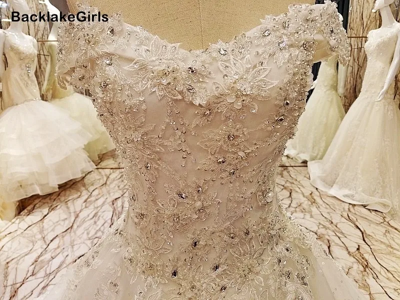 Элегантное кружевное свадебное платье бальное свадебные платья с кристаллами Robe