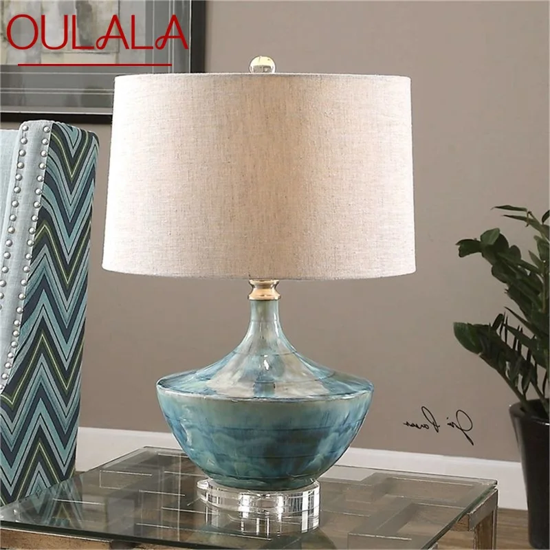 

OULALA Dimmer Table Lamp Contemporary LED Ceramic Painting Decorative Desk Light for Home Bedside
