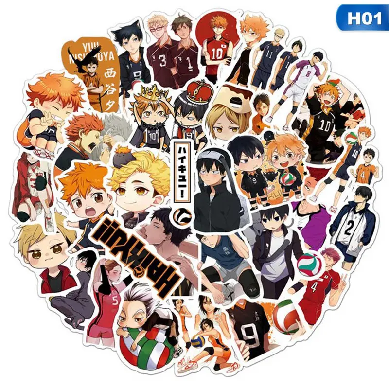 

50 pcs/pack Manga Haikyuu!! Anime Stickers For Laptop Travel Luggage DIY Scrapbooking Diary Photos Albums Decoration