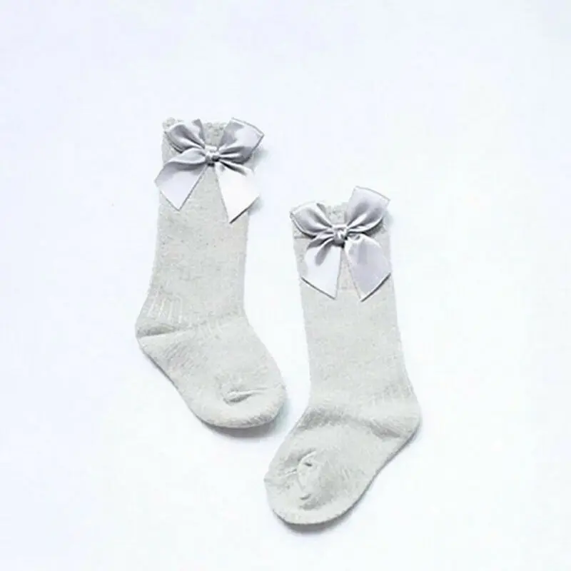 Calcetines hasta la rodilla para ni&ntilde;a, medias de princesa con lazos, botines largos de tubo, a rayas, 2019-4