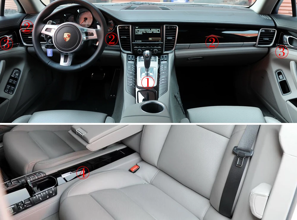 Для Porsche Panamera 2010- внутренняя Центральная панель управления дверная ручка наклейки из углеродного волокна наклейки аксессуары для автомобиля