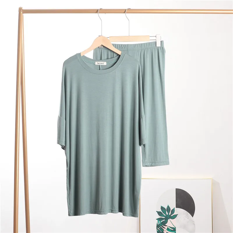 

2020 Modal Two-Piece Set Loose And Plus-Sized Pajamas Women'S Summer South Korea Home Wear Shorts