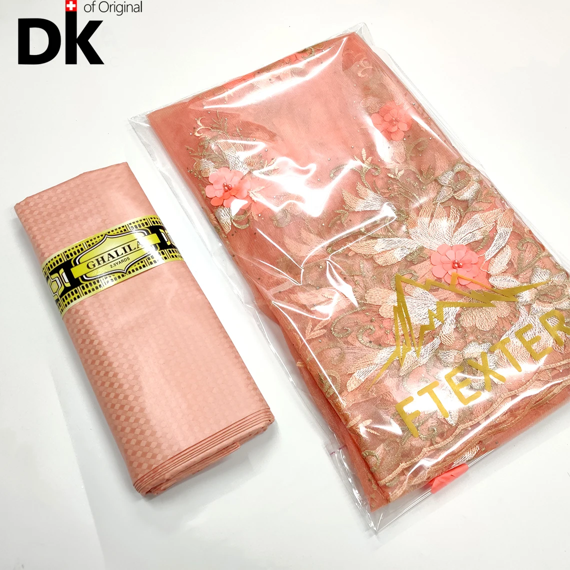 

2.5+ 2.5 Yards Bazin Riche Getzner With Collocation Tulle Net Lace For Sewing Guipure Nigerian Embroidered For DIY Dresses Mater