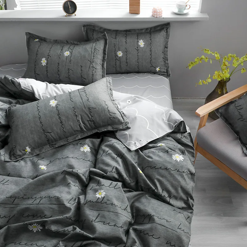 

Stripes Flowers Printed Bed Cover Set Kids Duvet Cover Adult Child Bed Sheets and Pillowcases Comforter Bedding Set