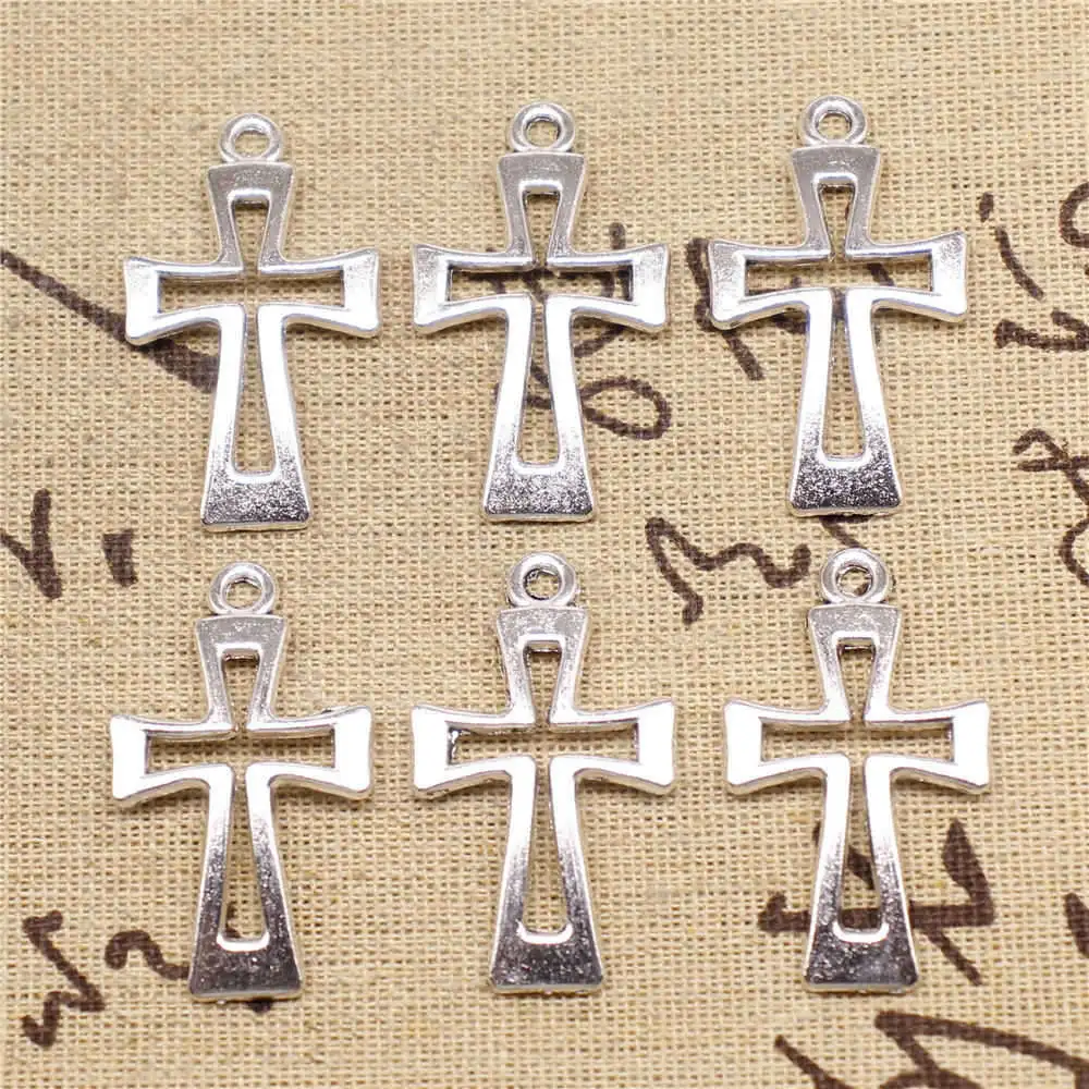 

Cross Charms Supplies For Jewelry Making Kit Antique Silver Color 10pcs 38x22mm