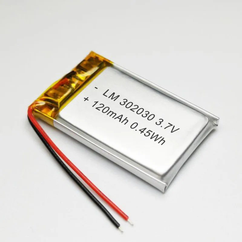

2/5/10 шт. 3,7 в 120 мАч 302030 литий-полимерная ионная батарея 2,0 мм разъем JST