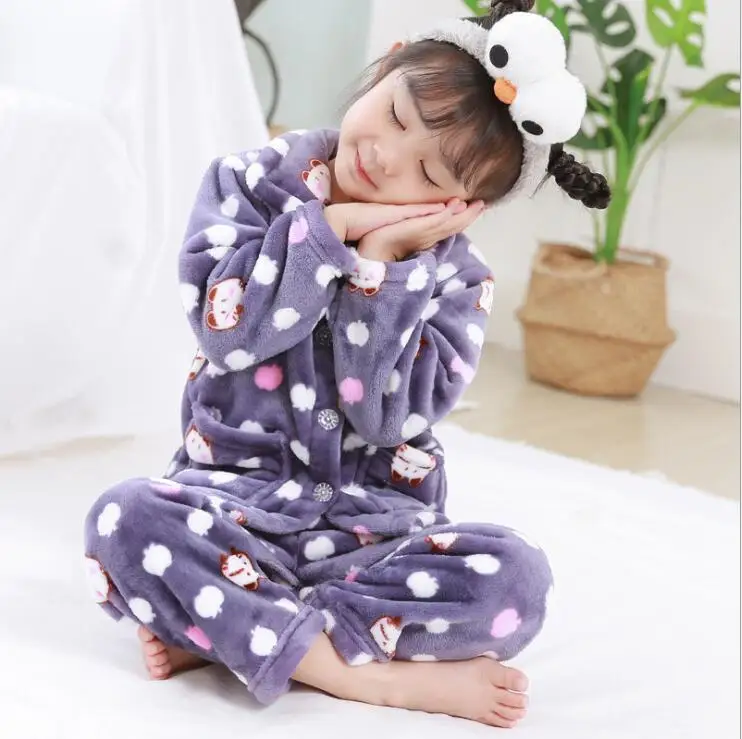 Pijama infantil inverno; детский пижамный комплект из кораллового флиса; пижама с принтом для маленьких мальчиков и девочек; детская фланелевая одежда для сна; пижамы для младенцев