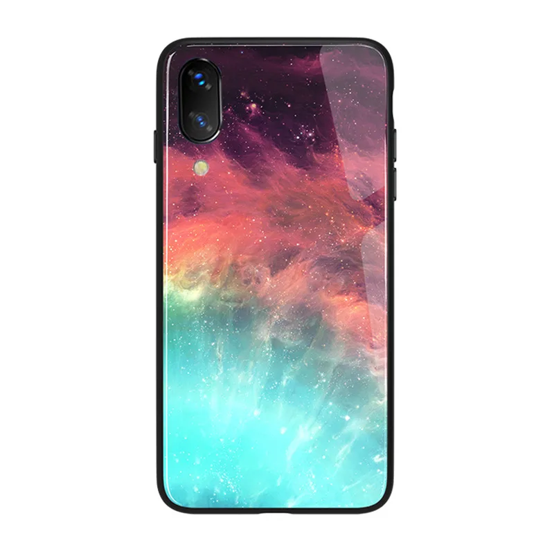

Glass Case For iPhone XS Max XR X 11 12 Pro Max Case Silicon Slim Tempered Glass Starry sky For iPhone 8 7 Plus 6 6s Plus 12Mini