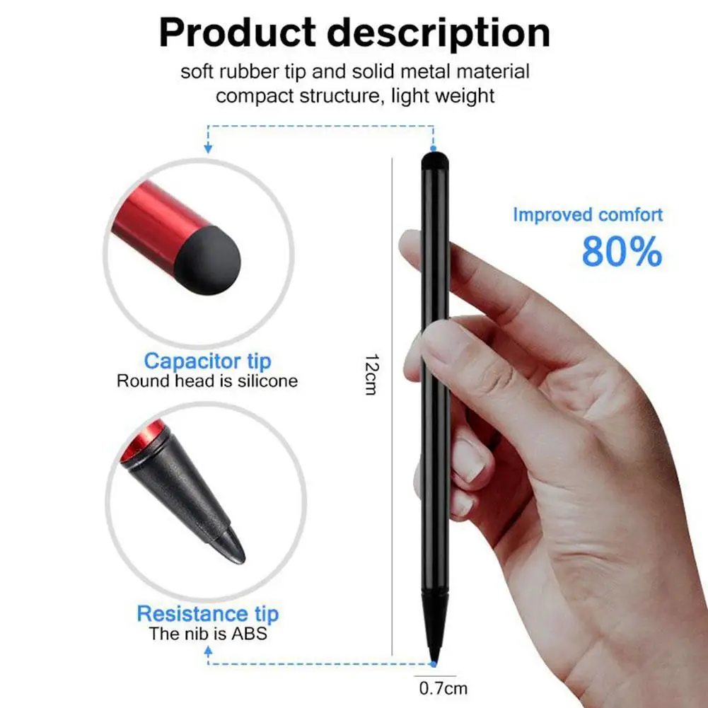 

1PC Stylus Pen For Smartphones 2 In 1 Pen For Samsung Pen Pencil Tablet Screen Drawing Pen Xiaomi Thick Thin Capacity E6S2