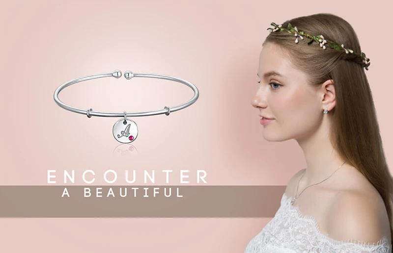 JewelryPalace, персонализированный алфавит, начальная буква А, 925 пробы, серебряный, висячий, шарм, манжета, браслет для женщин, новинка