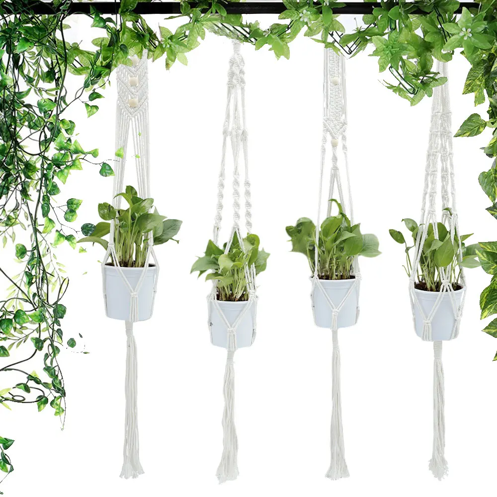 Висит Завод Ручной Работы Подвеска для растений из макраме цветочный горшок