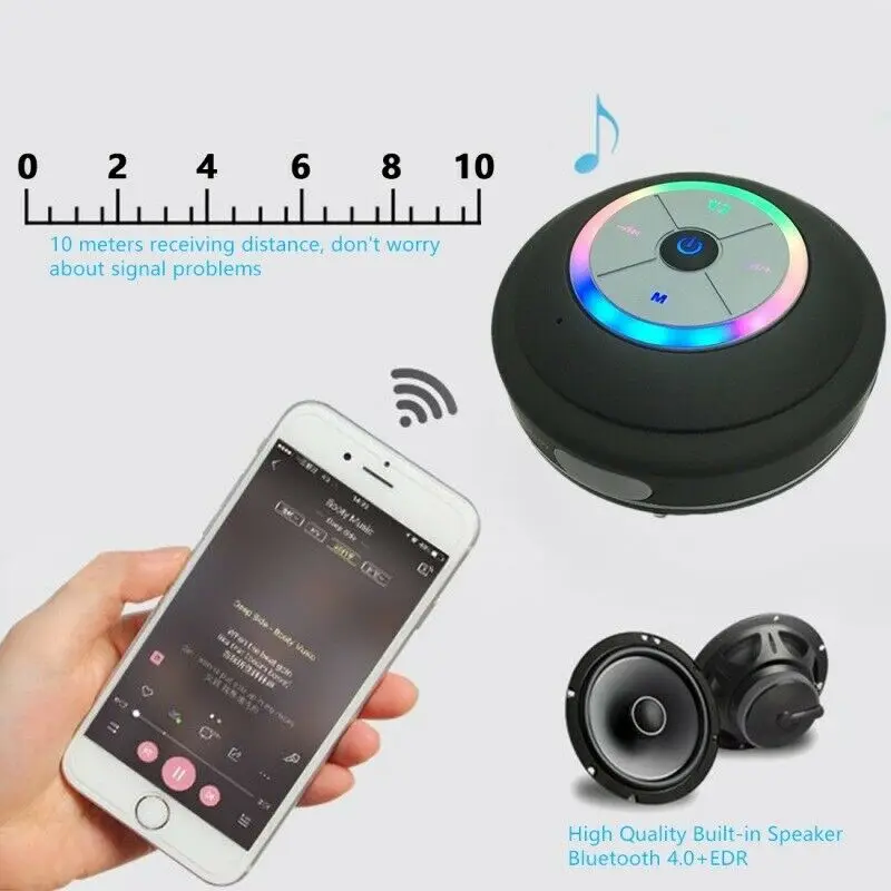 Портативная Водонепроницаемая Bluetooth-Колонка со светодиодной подсветкой для