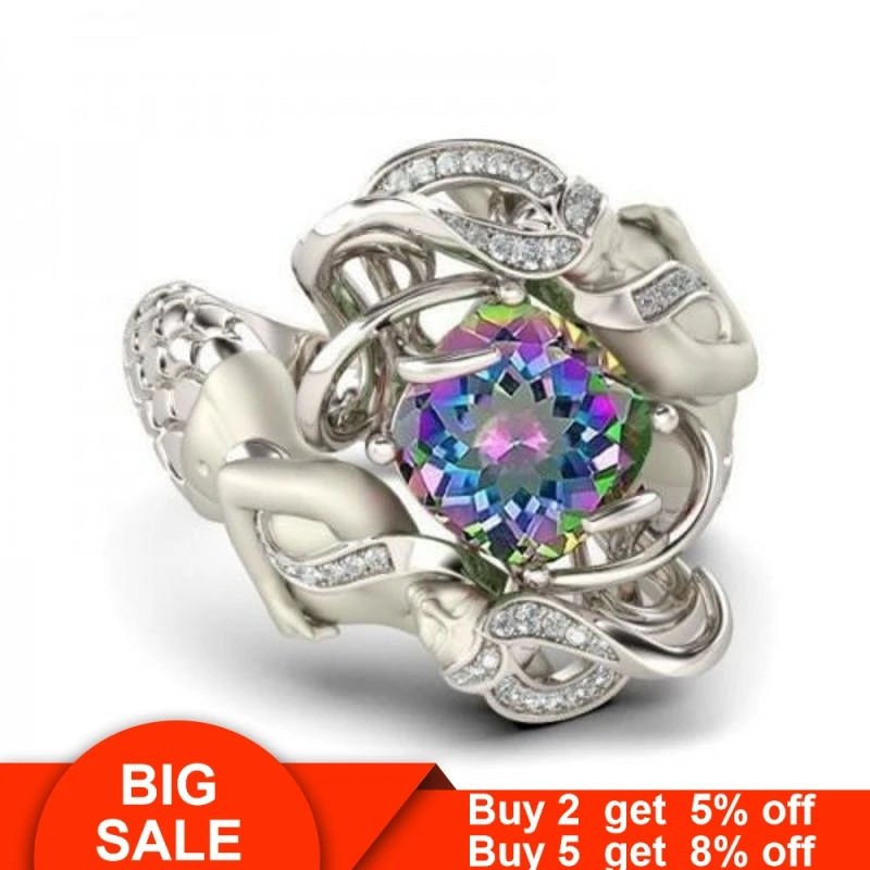 Модные 9 видов цветов Русалка кольцо 925 стерлингового серебра AAAAA cz вечерние