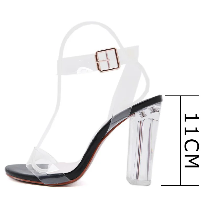 

Women Sandals PVC Jelly Sandals Open Toe Women High Heel Shoes Transparent Heels Sandals Buckle Strap Wedding Shoes Ladies Pumps