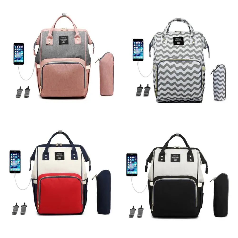

Lequeen Diaper Bag USB Charging Backpack Waterproof Mommy Bag Diaper Bag Large Capacity Diaper Bag Multi-function Backpack Baby