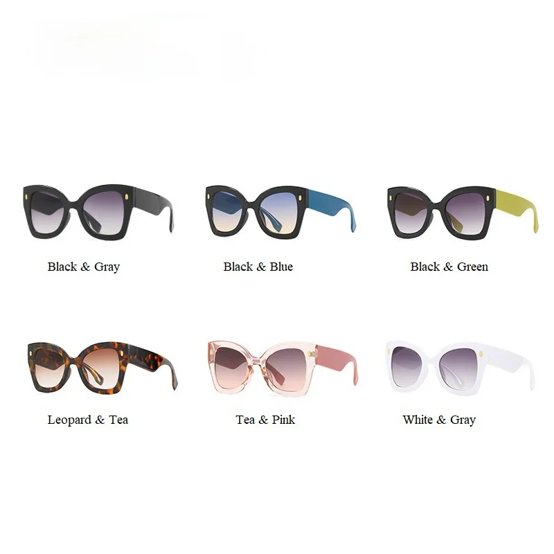 Женские солнцезащитные очки в стиле пэчворк большие квадратные кошачий глаз с