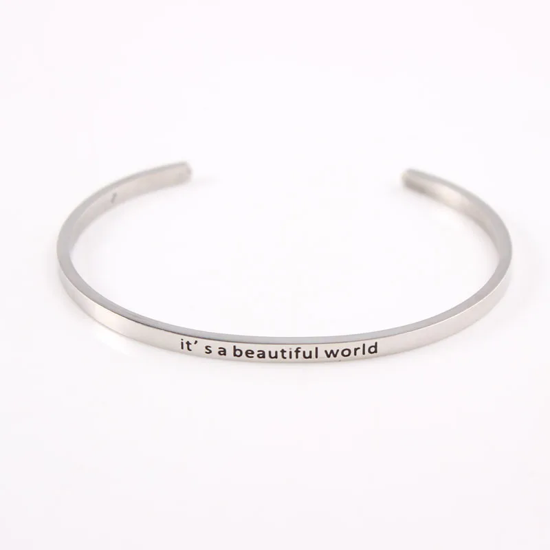 Нержавеющая сталь браслет с мантрой положительный вдохновляющие цитаты ручной
