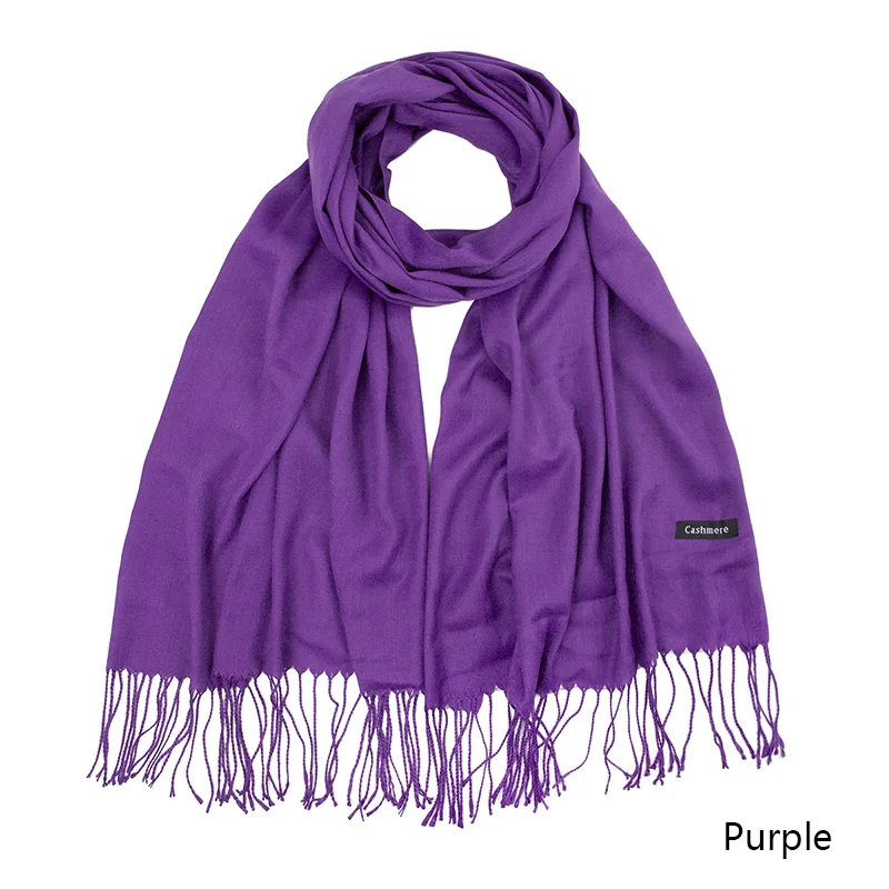 Purple Зимний шарф для женщин, теплый модный женский шарф, тонкие мягкие шали, одеяло, кашемировый платок на голову, Дамская Пашмина бандана - Цвет: Purple