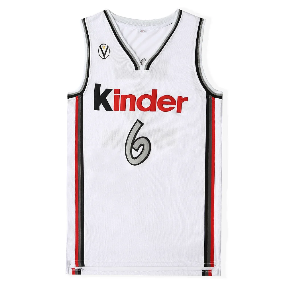 BG баскетбольные майки kinder 6 GINOBILI Джерси Вышивка Шитье уличная спортивная одежда