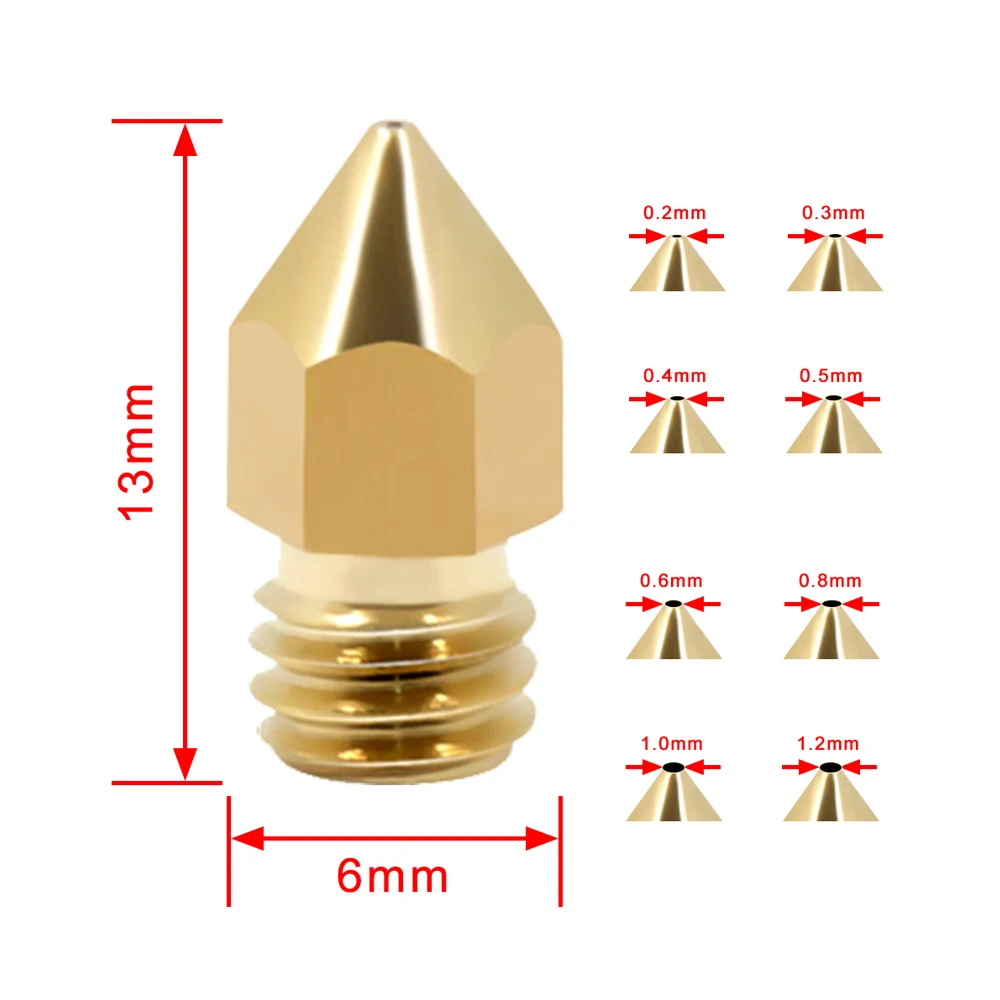 5pcs/Lot Brass Nozzle Extruder Print Head 3D Printer Mix Size 0.3/0.4/0.5/0.6/0.8mm For 1.75MM | Компьютеры и офис