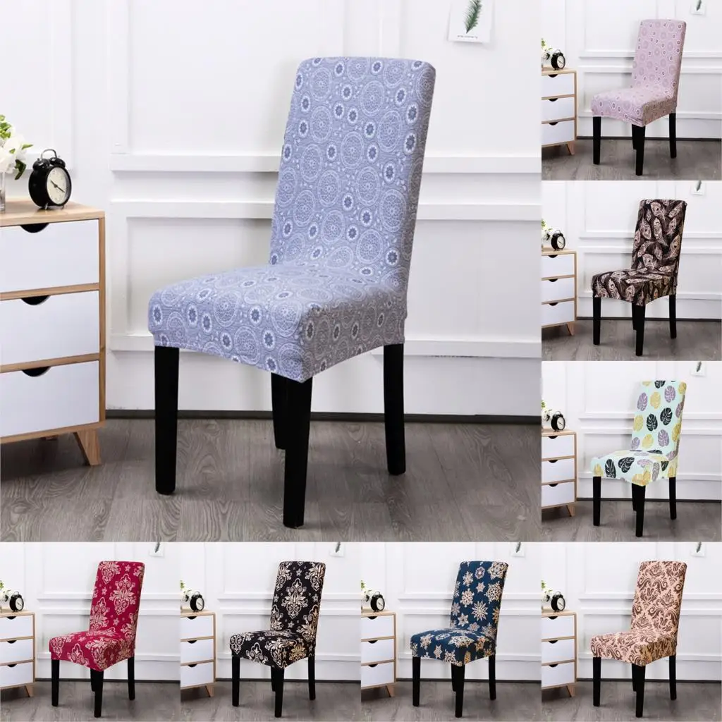 

Simple Printing Household Chair Cover Dining Elastic Chair Covers Spandex Stretch Elastic Office Chair Case Anti-dirty Removable