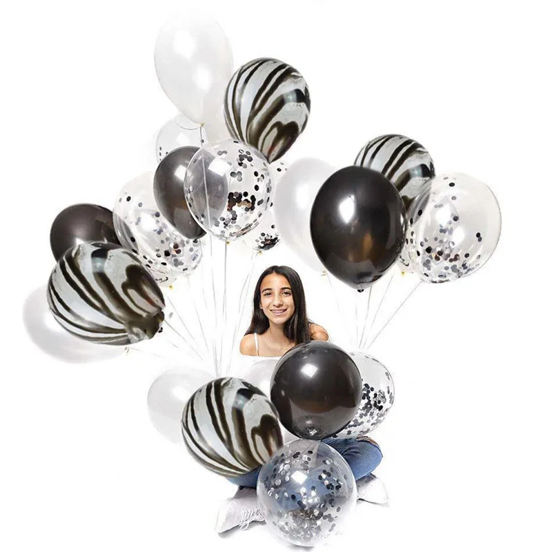 20 шт./лот 12 дюймов красивые латексные шарики из агата прозрачные конфетти