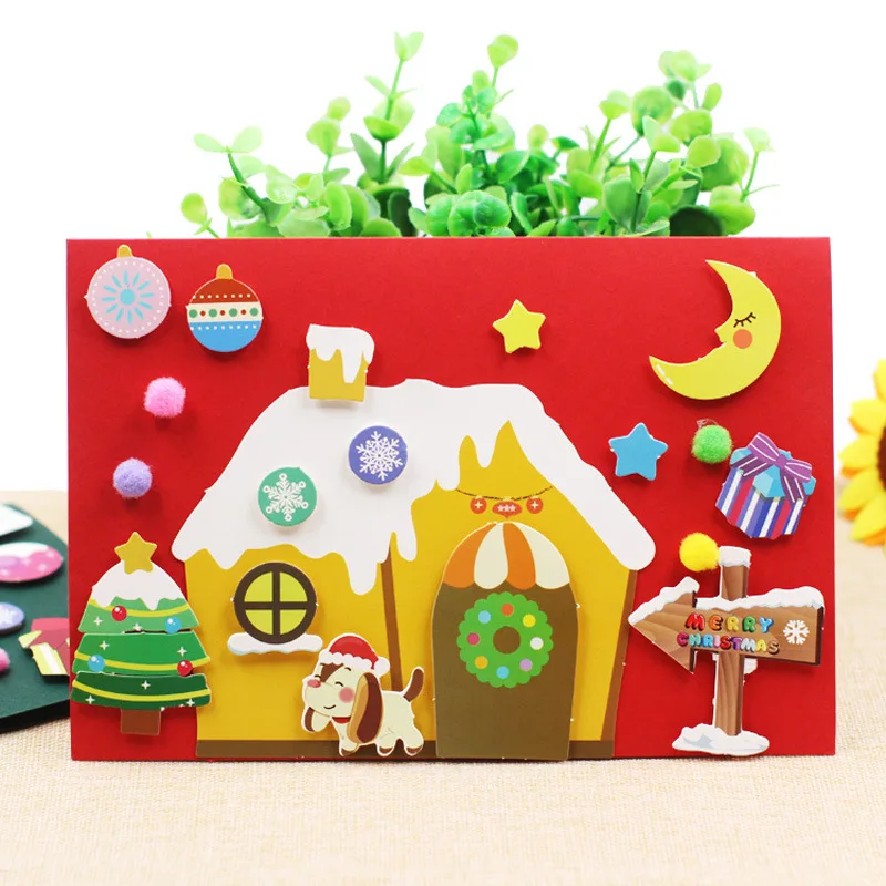 hous Детский сад много декоративных поделок diy игрушки стерео поздравительные Самодельные открытки Детские развивающие игрушки для детей Девочка/Мальчик Рождественский подарок - Цвет: hous