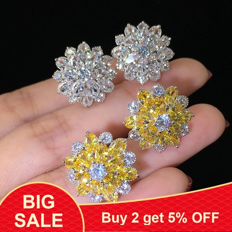 Модные серьги-гвоздики в виде снежинок из стерлингового серебра 925 пробы с