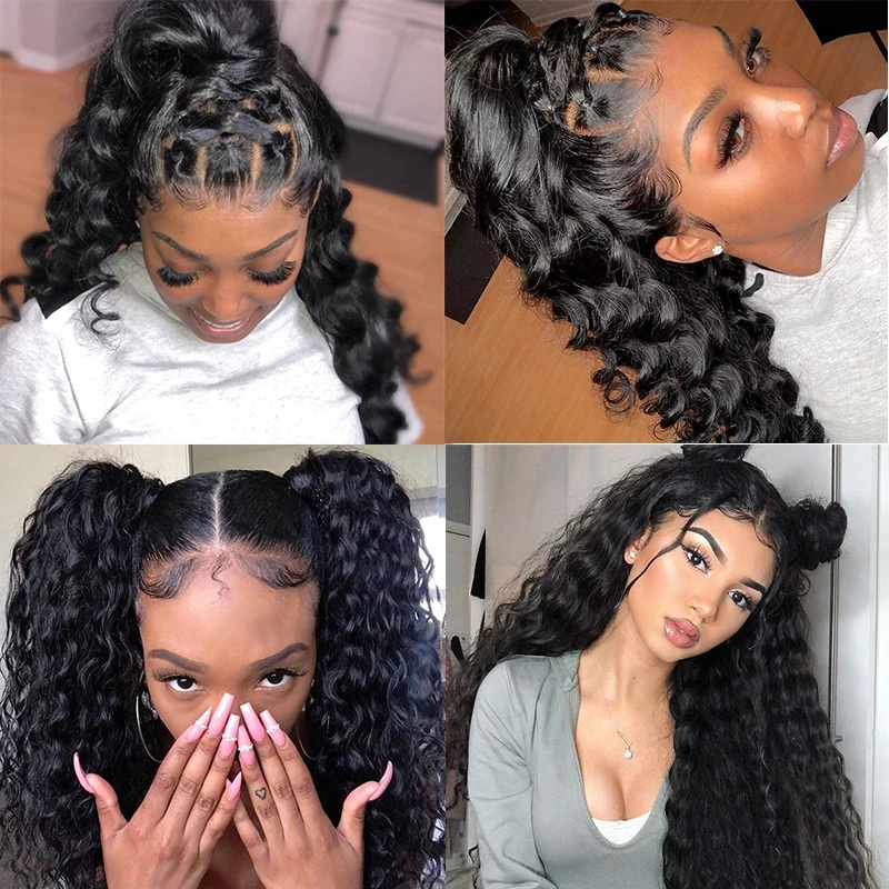 

Full Lace Human Hair Wigs Brazilian Loose Wave Full Lace Wigs For Women Transparent Pre Plucked With Baby Hair Remy Nature Black