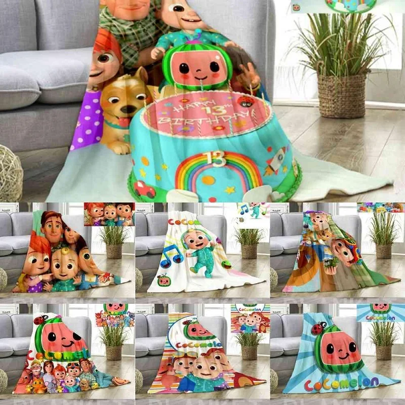 

33 Styles Kids Cartoon Blanket Cocomelon JJ 3D Printing Flannel Blankets Bed Sheet Nap Quilt Cover Beddings CoCo Melon Carpet