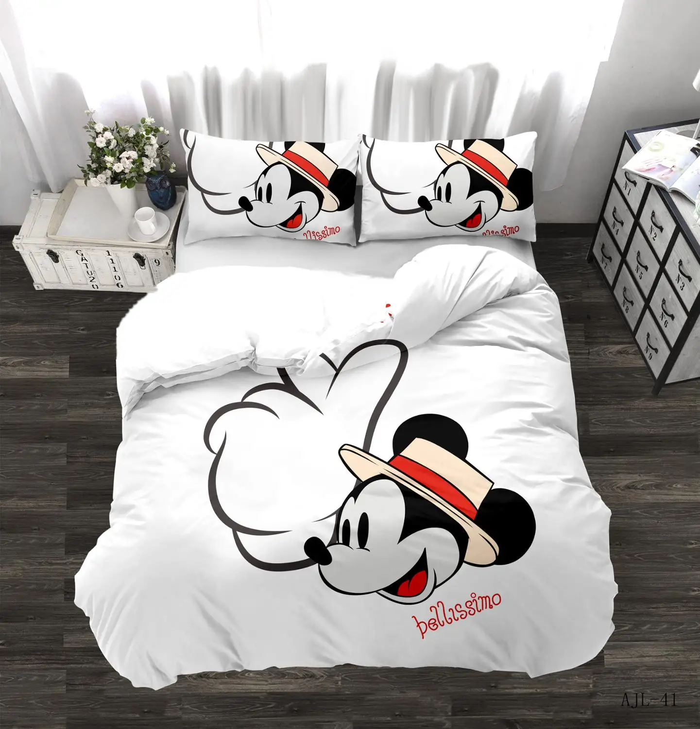 Комплект постельного белья Disney Mickey Minnie с мультяшным рисунком пододеяльник