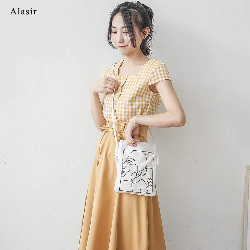 Холщовая Сумка Alasir с мультипликационным граффити Минималистичная женская сумка