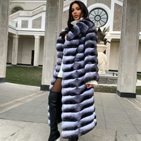 long real fur coat women winter fashion natural full pelt genuine rex rabbit fur coat turn down collar high quality fur overcoat