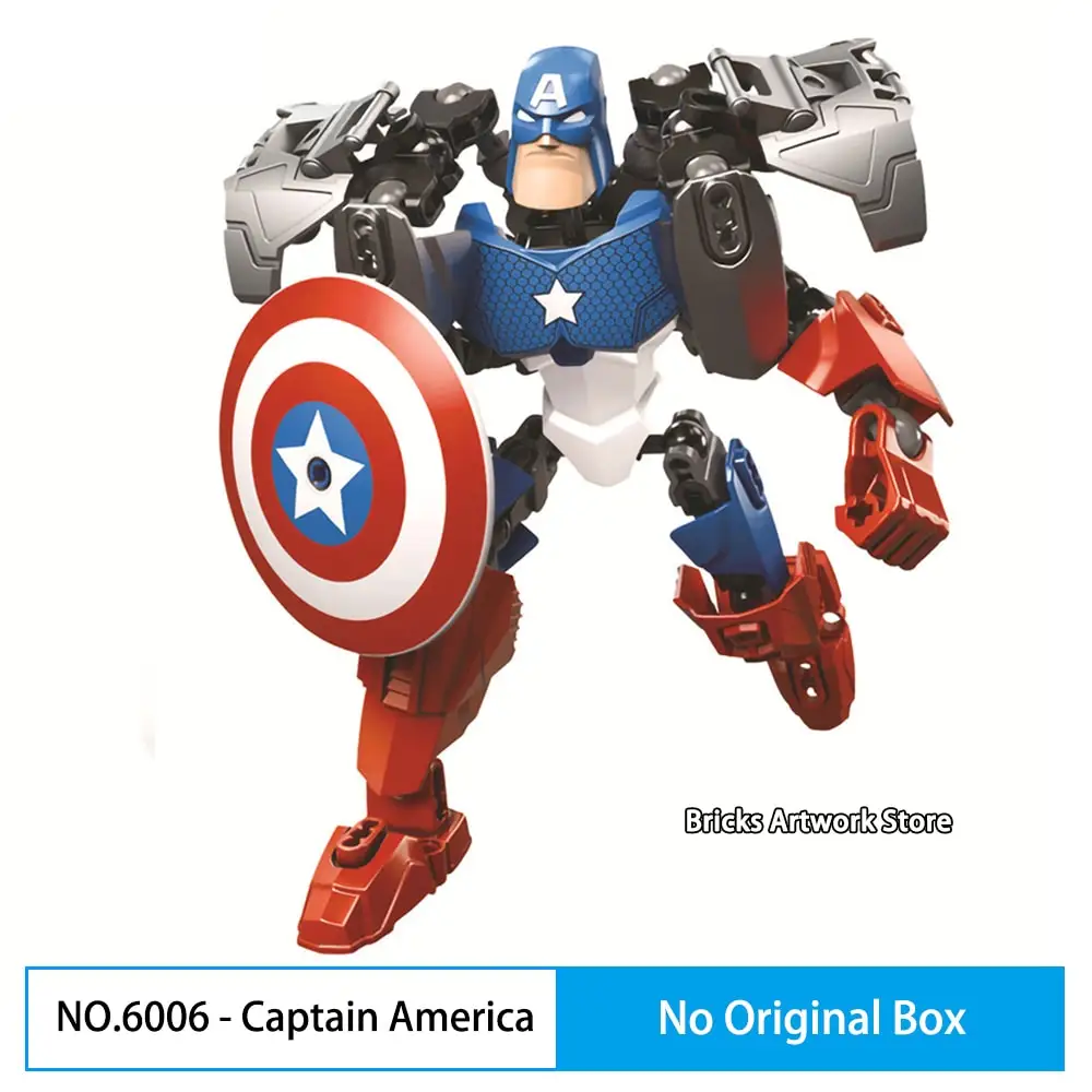 6006 no box 8 шт., подходят для супергероев Marvel, Мстителей, Капитана Америки, Бэтмена, мини-фигурки, DIY Модель, строительные блоки, игрушки для детей, подарок - Цвет: 6006 no box