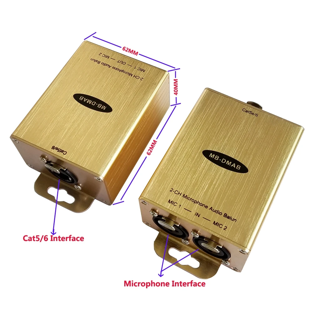 AV проводной микрофон по cat5/6 моно или стерео Cat5/6 с 2 кВ Защита от перенапряжения 2-CH