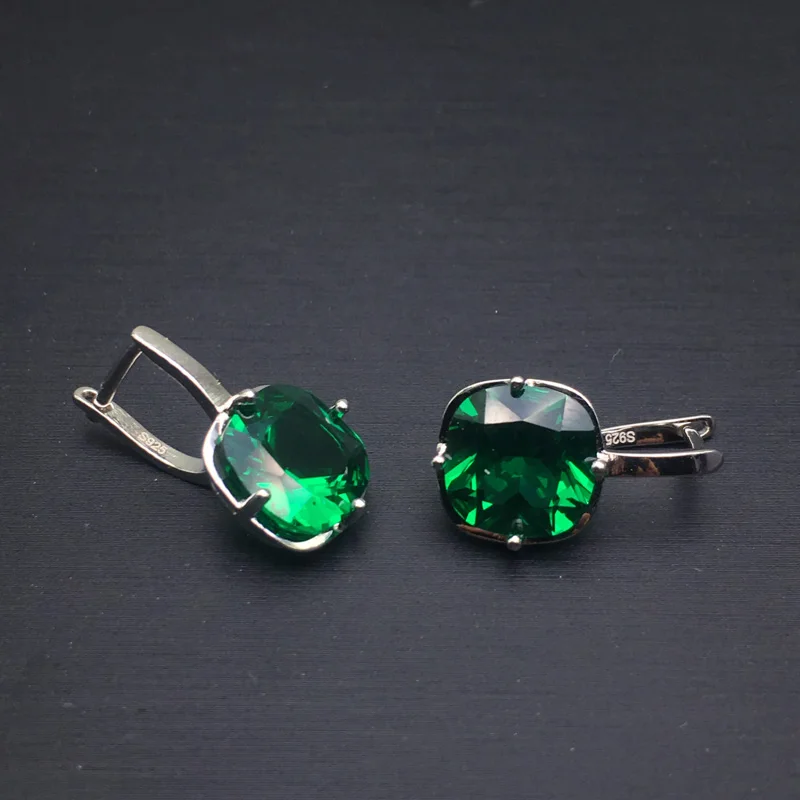 CSJ создали изумрудные серьги из серебра 925 пробы нано изумрудная Подушка 10 мм