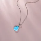 Ювелирное изделие из серебра 925 пробы, классическое ожерелье с натуральным драгоценным ларимаром, Ретро цветок, Женская Морская волна, модное родиевое покрытие