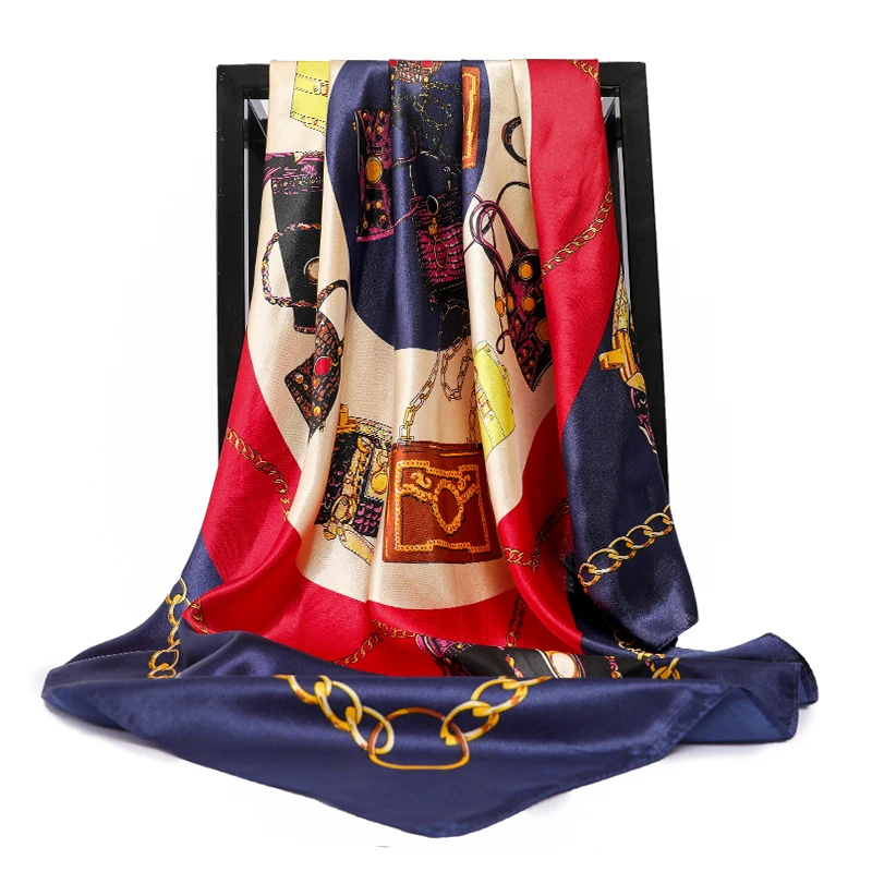 

Silk Scarves Women Foulard 90*90cm Square head scarf Ladies Shawl wrap muffler pareo Bandanna female chiffon hijab poncho wool