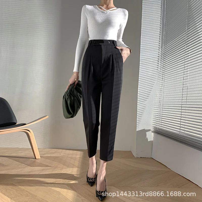 Девять точек осени новые брюки с редисом женские прямые трубы высокой талией