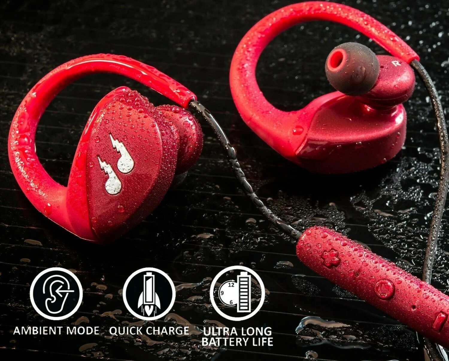 

Беспроводные Bluetooth-наушники Bliiq, водонепроницаемая стереогарнитура, наушники-вкладыши, красные «данные», mtsrclang