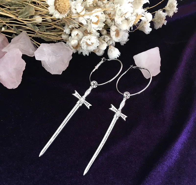 Популярная серьга в виде шпаги ювелирное изделие Goth кинжал панк готика