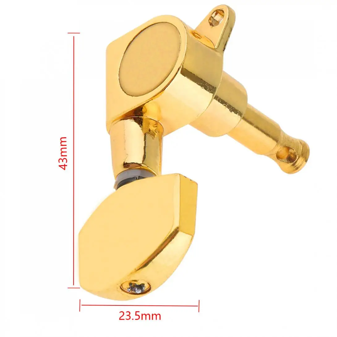 

6pcs Gold Plated Guitar Tuning Pegs 3R+3L All Closed Machine Square Heads Tuners for 40 / 41 Inch Acoustic Folk Guitar
