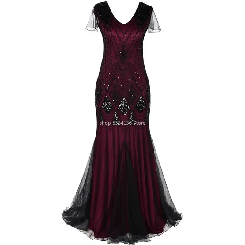 Женское длинное платье с блестками винтажное Клубное в стиле ретро 1920 | Женская