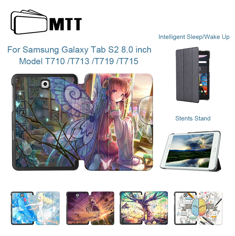 MTT для samsung Galaxy Tab S2 8," чехол для планшета SM-T710 T715 мультяшный аниме девушка из искусственной кожи флип умный чехол защитный чехол