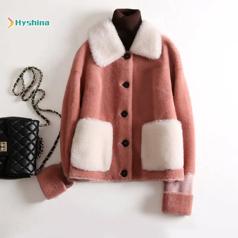 

Пальто женское из натуральной овечьей шерсти, зимнее, короткое, свободное